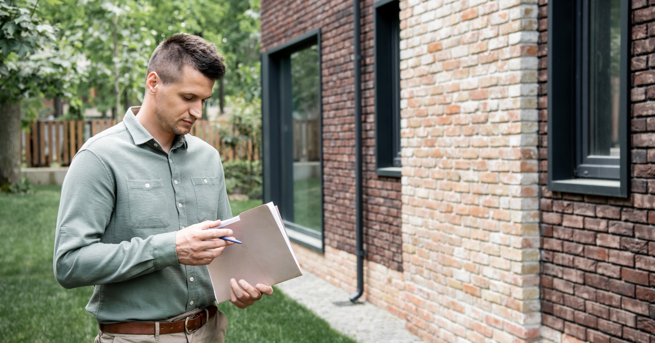 Man looking at property