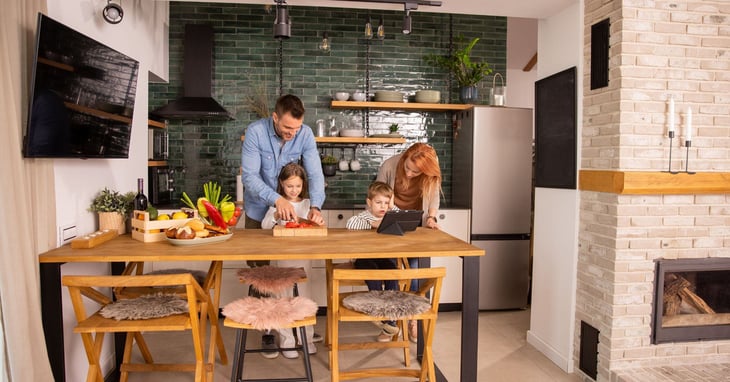 Millennial family in kitchen