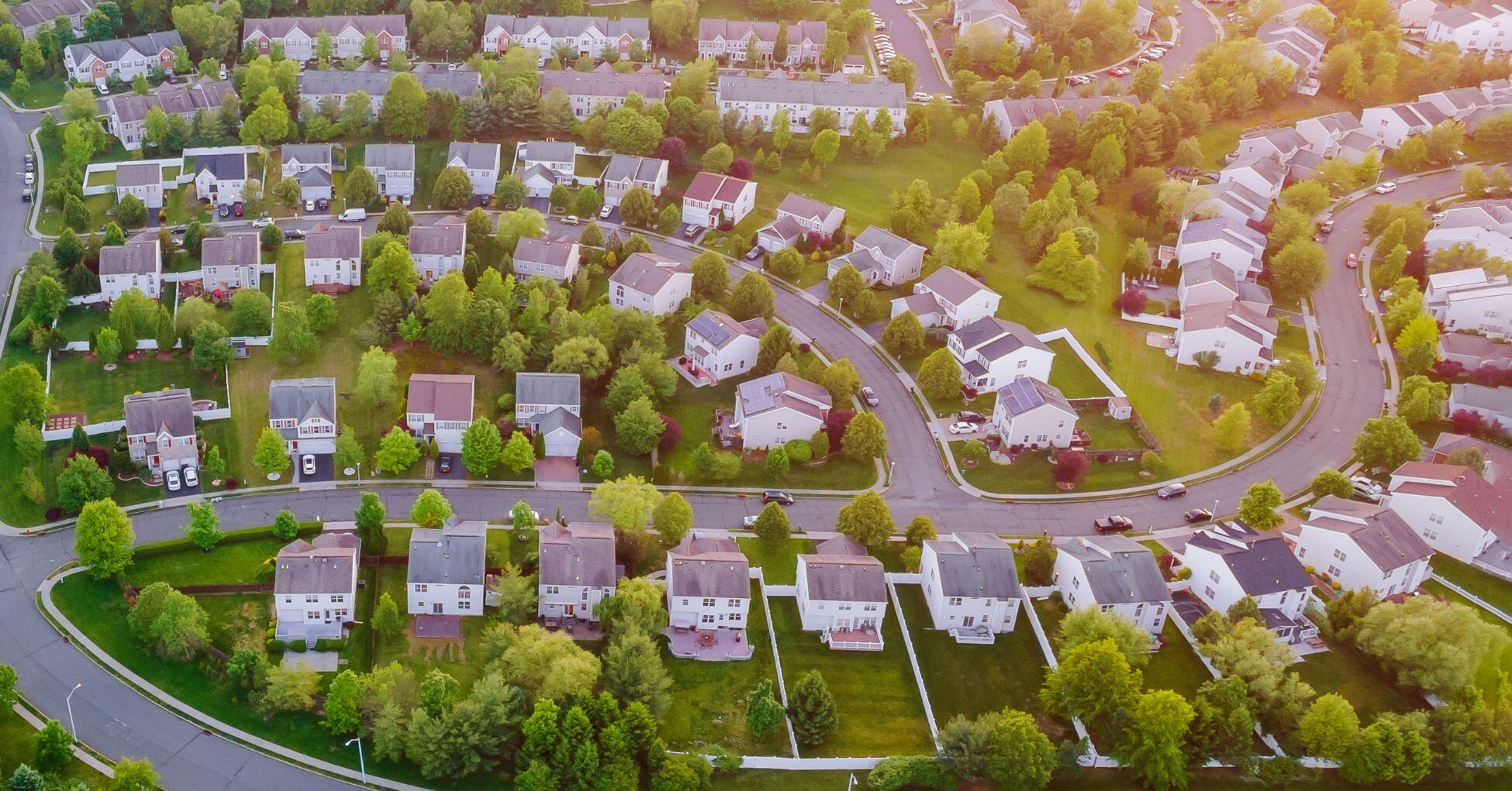 Aerial view or neighborhood