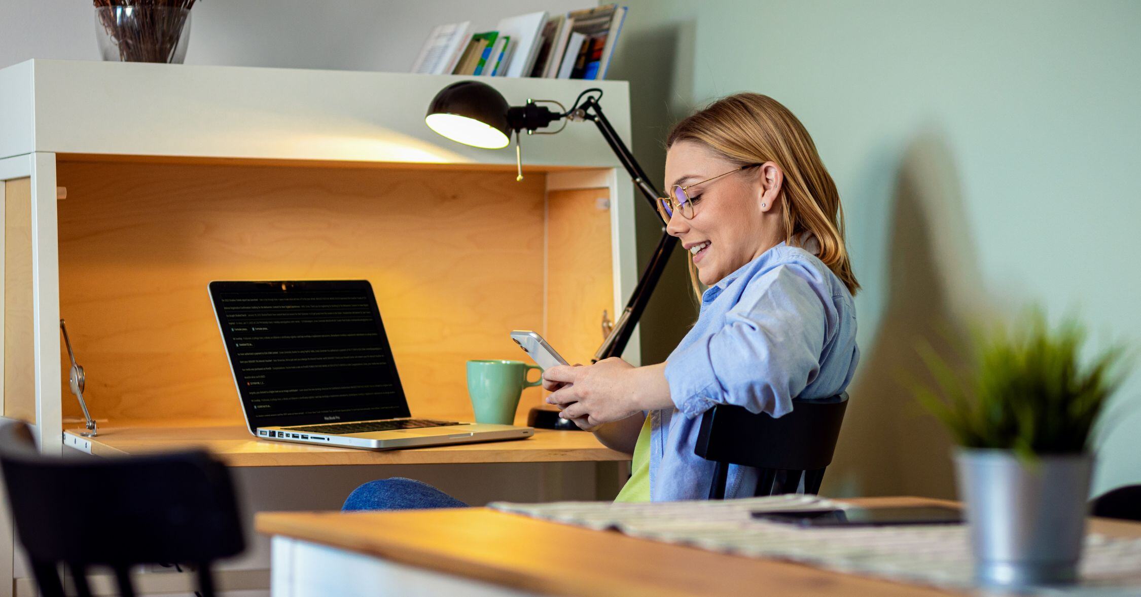 Millennial women working from home office